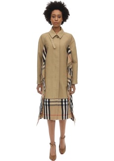 Burberry Cotton Canvas Trench Coat W/check Scarf