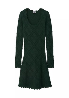 Burberry Diamond-Quilt Wool-Blend Midi-Dress
