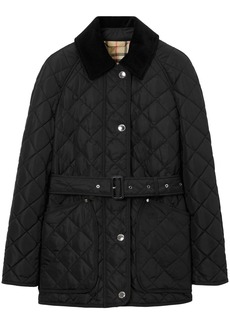 Burberry EKD-embroidered diamond-quilted jacket