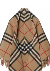 Burberry Fringed Check Wool Cape