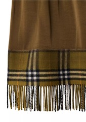 Burberry Fringed Satin Midi-Skirt