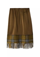 Burberry Fringed Satin Midi-Skirt