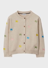 Burberry Girl's Cordelia EKD Embroidered Cashmere-Blend Cardigan, Size 3-14