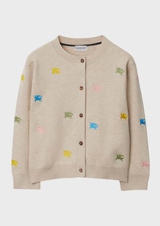 Burberry Girl's Cordelia EKD Embroidered Cashmere-Blend Cardigan, Size 3-14