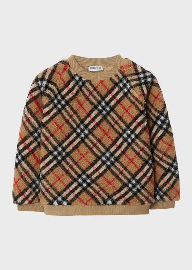 Burberry Girl's Lora Check Fleece Sweater, Size 3-14