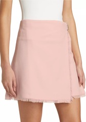 Burberry Giu Fringed Wool Wrap Miniskirt