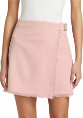 Burberry Giu Fringed Wool Wrap Miniskirt