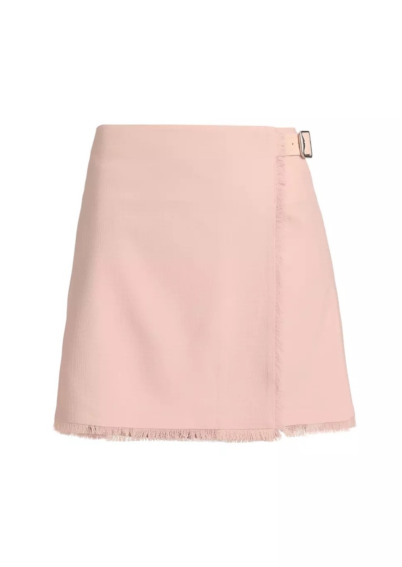 Burberry Giu Fringed Wool Wrap Miniskirt