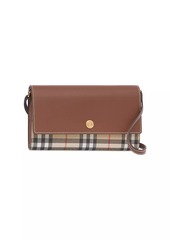 Burberry Hannah Check & Leather Wallet-On-Strap