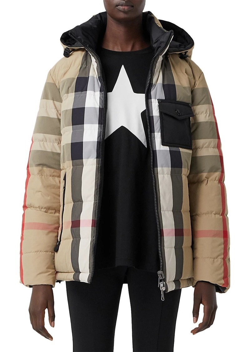 burberry hemsworth reversible archive check down puffer coat