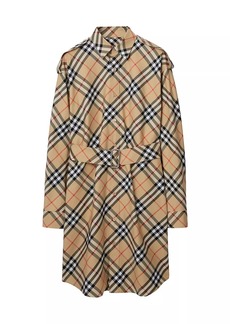 Burberry ​Heritage Checked Cotton Belted Midi-Shirtdress