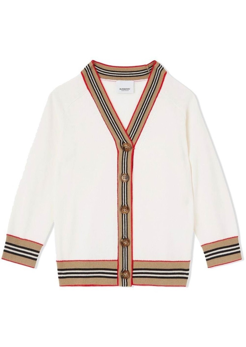 Burberry Icon Stripe-trim wool cardigan