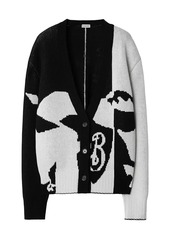 Burberry Intarsia-Knit Cashmere V-Neck Cardigan