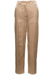 Burberry 'Jane' Beige High-Waisted Relaxed Pants in Silk Woman