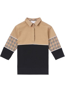 Burberry Jersey Polo Shirt Dress W/ Check Inserts