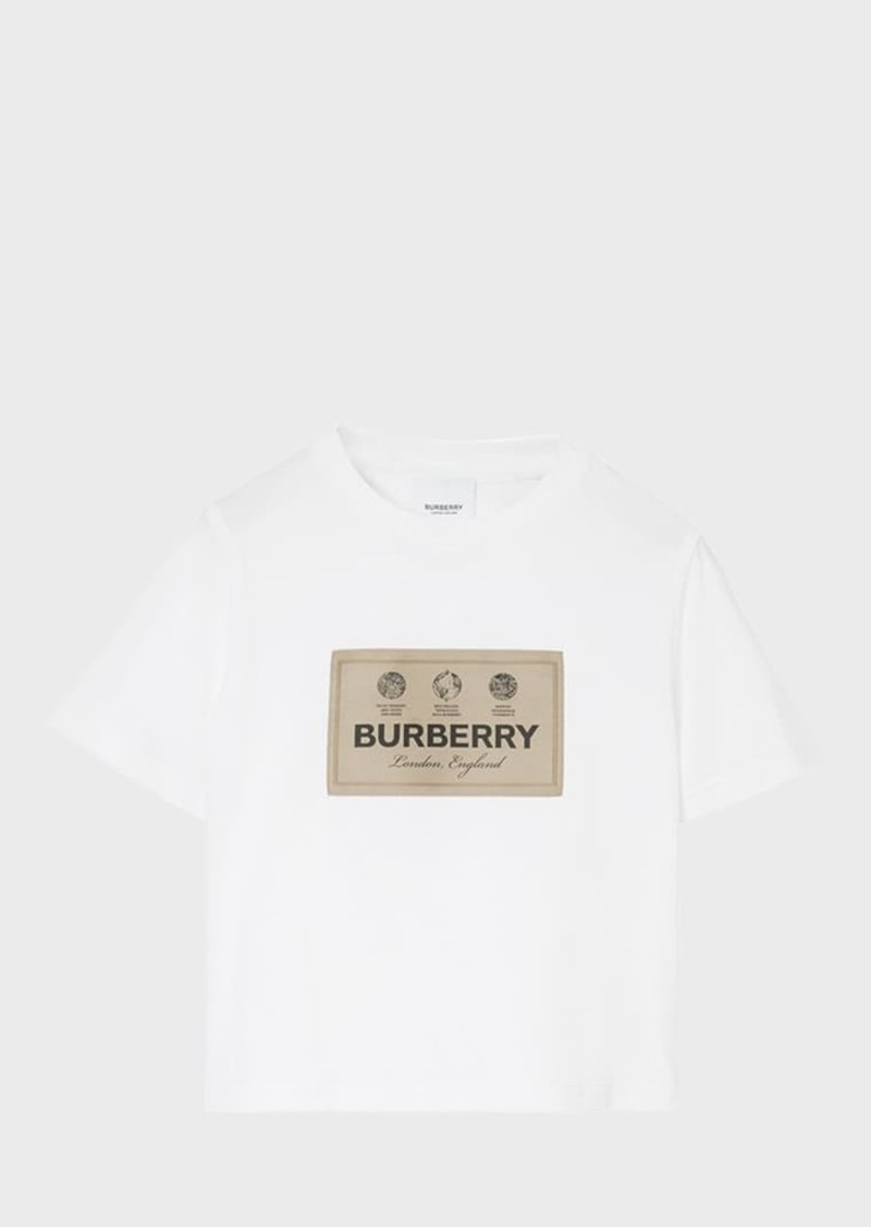 Burberry Kid's Cedar Label-Print T-Shirt, Size 3-14