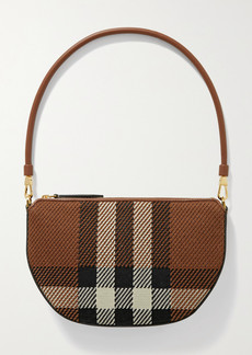 Burberry Leather-trimmed Checked Canvas Shoulder Bag