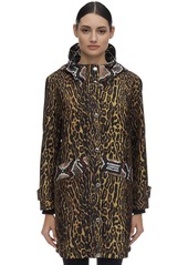 Burberry Leopard Print Hooded Nylon Rain Coat