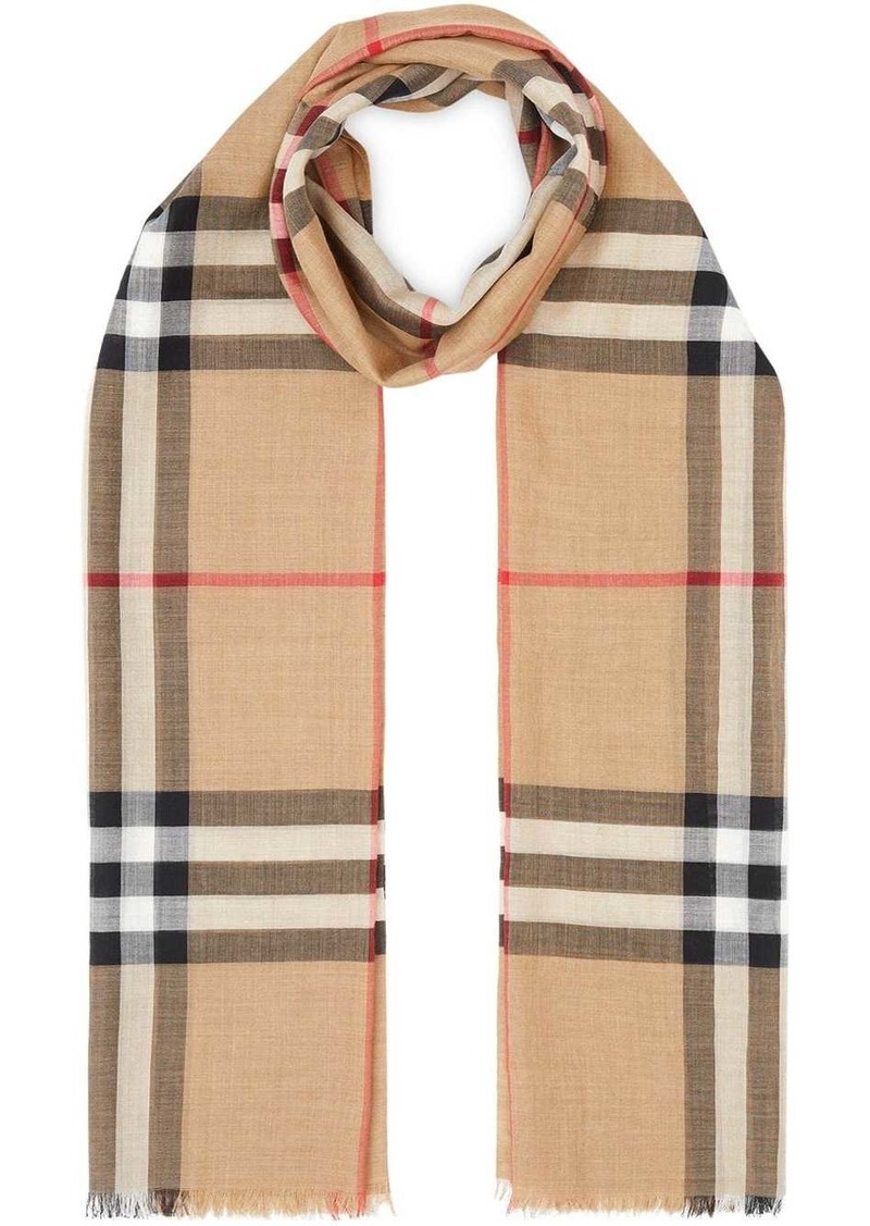 Burberry Lightweight Check Wool and Silk Scarf