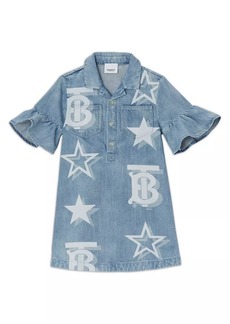 Burberry Little Girl's & Girl's Blair Star & Monogram-Patterned Denim Dress