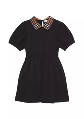 Burberry Little Girl's & Girl's Check Collar Puff Sleeve Dress