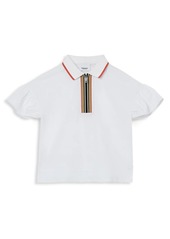 Burberry Little Girl's & Girl's Icon Stripe Detail Cotton Zip-Front Polo Shirt