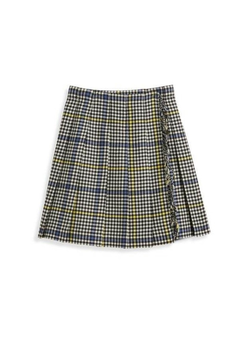 Burberry Little Girl's & Girl's Klorrian Fringed Houndstooth Wool Skirt