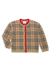Burberry Little Girl's & Girl's Merino Wool Check Cardigan