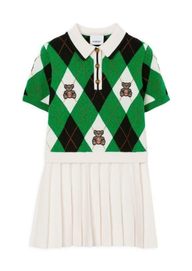 Burberry Little Girl's & Girl's Thomas Bear Argyle Wool-Cashmere Dress