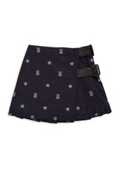 Burberry Little Girl's Logo Embroidered Pleated Skirt