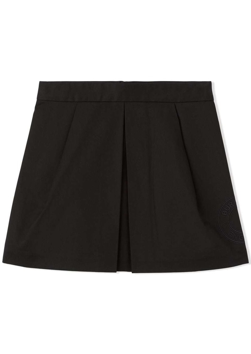 Burberry logo-embroidered cotton twill skirt