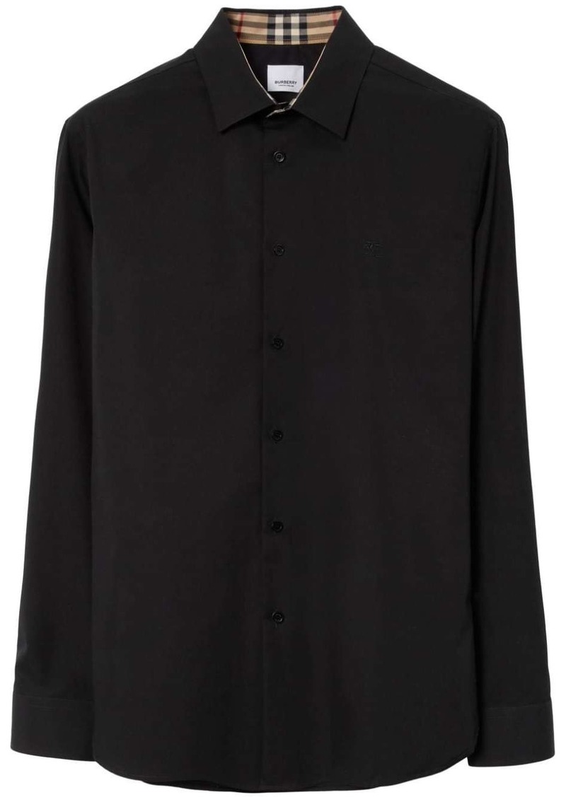 Burberry logo-embroidered long-sleeve shirt