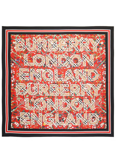 Burberry Logo floral silk square scarf