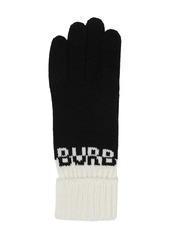 Burberry Logo Intarsia Two-tone Cashmere Gloves