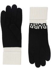 Burberry Logo Intarsia Two-tone Cashmere Gloves