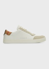 Burberry Men's Check Panel Leather Low-Top Sneakers 