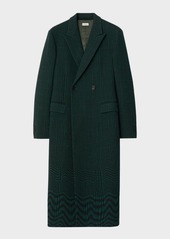 Burberry Men's Double-Breasted Blurry Check Coat 