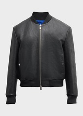 Burberry Men's Grained Leather Bomber Jacket