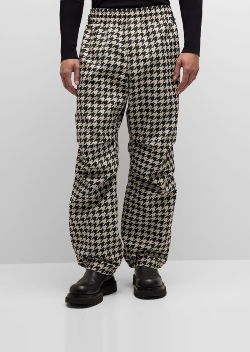 Burberry Men's Houndstooth Elastic-Waist Pants