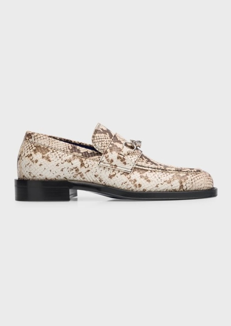 Burberry Men's Python-Print Leather Barbed Loafers 