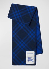 Burberry Men's Wool Check EKD Label Scarf