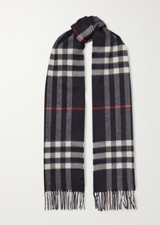 Burberry Net Sustain Fringed Checked Cashmere Scarf