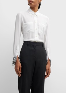 Burberry Paola Button-Front Shirt w/ Cuff Detail 