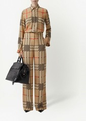 Burberry Pixel Check wide-leg trousers