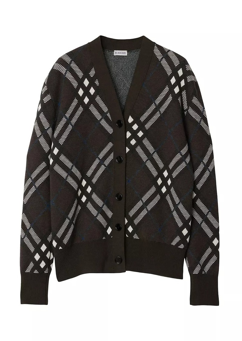 Burberry Plaid Wool-Blend Cardigan