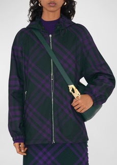 Burberry Plaid Zip-Up Hooded Nylon Jacket