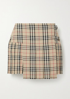 Burberry Pleated Checked Wool Mini Skirt