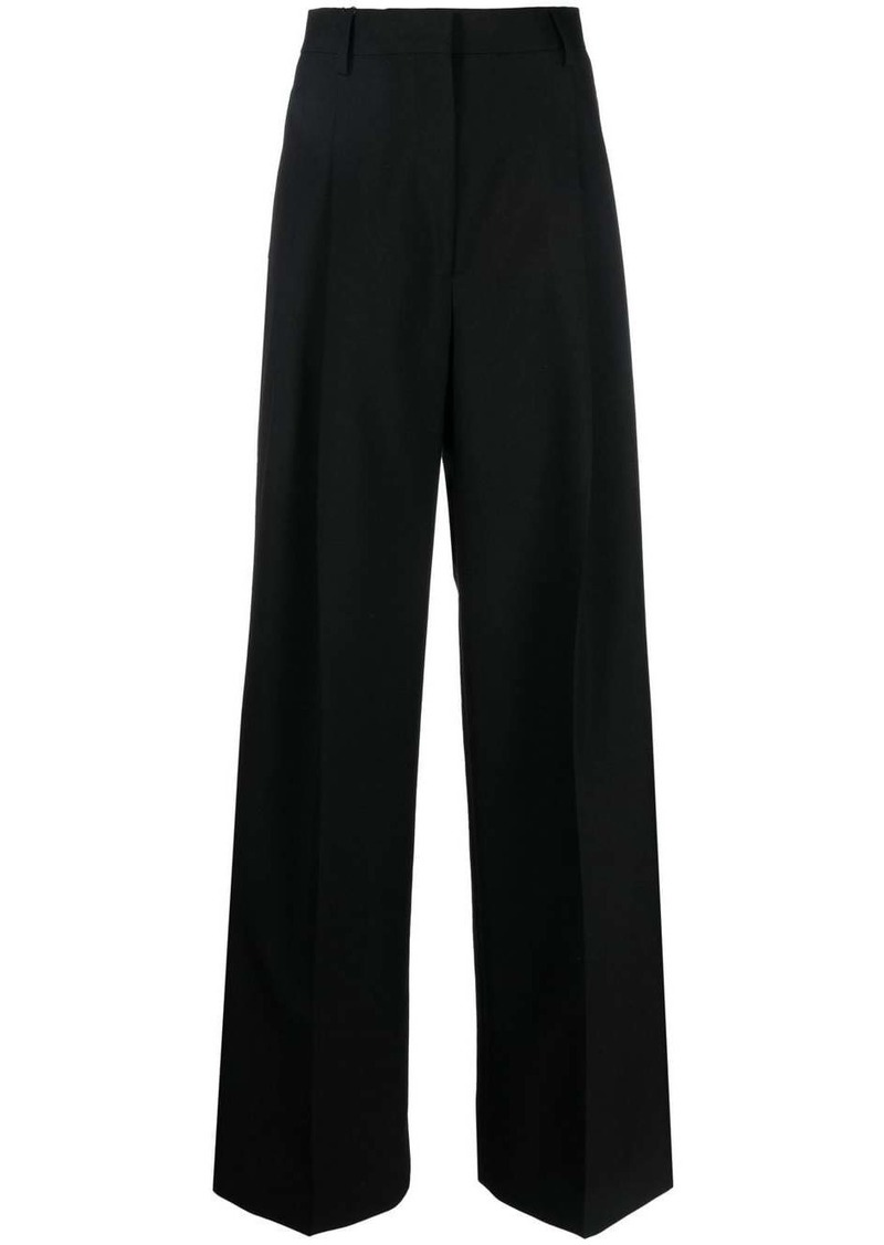 Burberry pleated wide-leg wool trousers