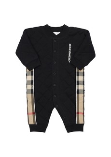 Burberry Quilted Cotton Romper W/ Check Inserts