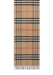 Burberry Reversible Giant Check To Solid Cashmere Scarf